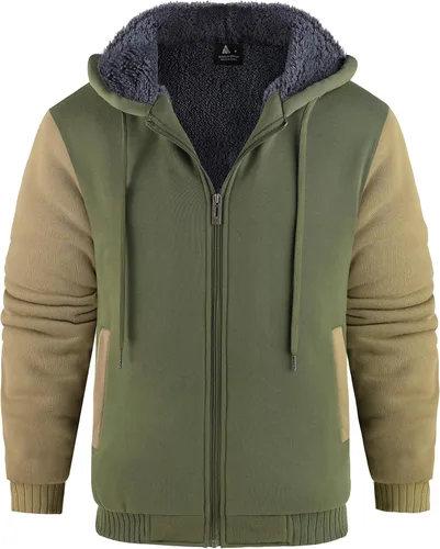 Miniatura 82 de GEEK LIGHTING Sudadera con capucha y cremallera para hombre, forro polar, chaqueta gruesa con capucha para invierno, cálida sudadera atlética