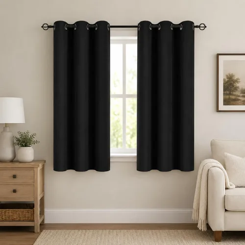 Miniatura 40 de Aquazolax Cortinas opacas de 45 pulgadas de largo, juego de 2 paneles para guardería, cortinas de tratamiento de ventanas con aislamiento térmico