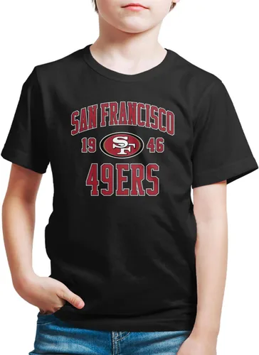 Hybrid Sports NFL - Established - Camiseta de manga corta para niños y niñas con licencia oficial, negro (San Francisco 49ers - Black)