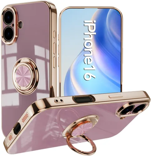 Miniatura 14 de Compatible con iPhone 11 Kickstand, anillo de rotación de 360 grados integrado con borde de oro rosa brillante que funciona con soporte magnético