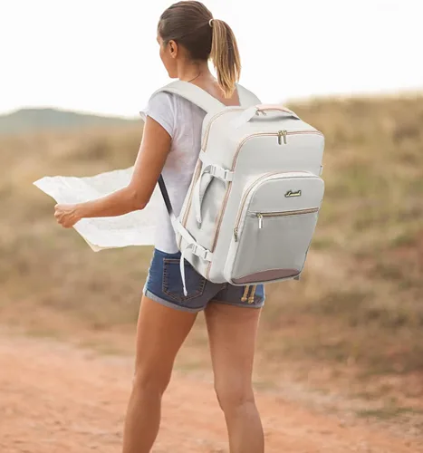 Miniatura 10 de LOVEVOOK Mochila de viaje de 40L aprobada para vuelo, 3 cubos de embalaje, bolsa de viaje impermeable para artículos personales, equipaje de mano