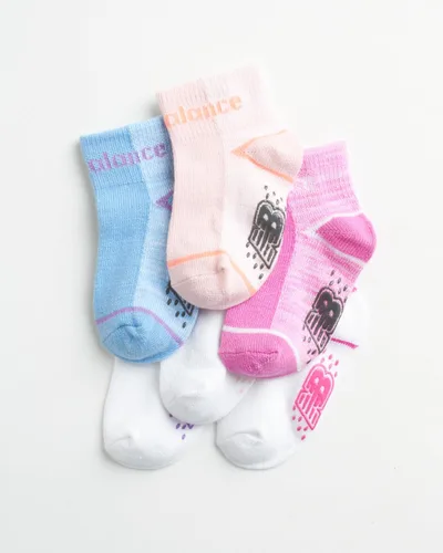 Miniatura 3 de New Balance Calcetines para bebé, paquete de 6 calcetines de corte de cuarto, calcetines antideslizantes (bebébebé)