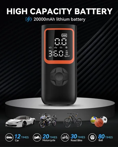 Miniatura 3 de KOLTGOO Compresor de aire portátil para inflado de neumáticos, bomba de aire inalámbrica de 150 PSI para neumáticos de automóvil con manómetro y luz