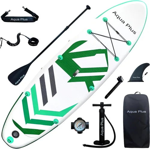 Miniatura 14 de Aqua Plus SUP inflable de 6 pulgadas de grosor para todos los niveles de habilidad, tabla de remo de pie, remo, bomba, mochila de viaje ISUP