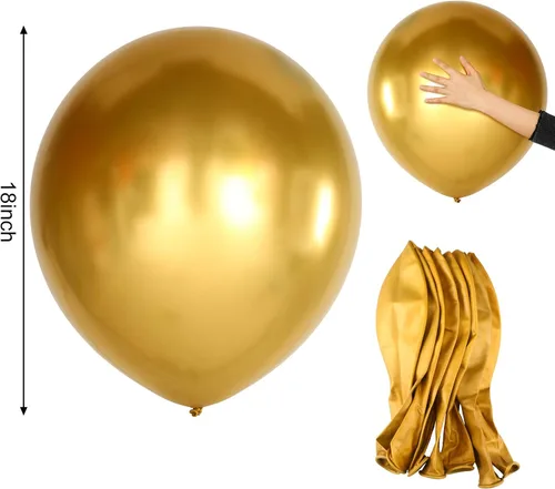 Miniatura 2 de Skylety Paquete de 10 globos metálicos azules de 18 pulgadas, globos de helio de látex grandes cromados brillantes y gruesos para guirnalda