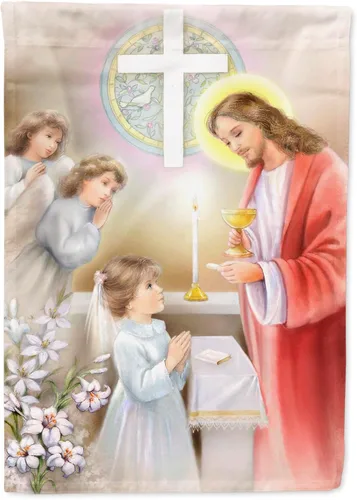 Miniatura 114 de Caroline's Treasures APH8805CHF - Bandera religiosa de la Virgen Madre María para el porche grande, con manga para porche, pancarta decorativa