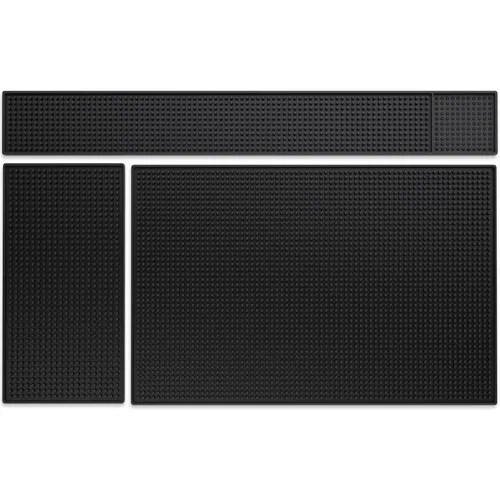 Miniatura 8 de Noverlife Juego de 3 tapetes de goma negra para servicio de bar, tapete de peluquería flexible para encimera, tapetes impermeables para el hogar