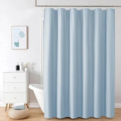 Miniatura 28 de OVZME Berry - Cortina de ducha extralarga verde de 96 pulgadas, cortina de baño de tela con textura en relieve 3D, cortina de baño grande para Verde
