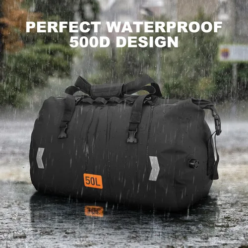 Miniatura 2 de OCKLILY Bolsa seca impermeable, bolsa trasera de motocicleta enrollable de 50 litros con válvula de aire y correas de fijación rápida, bolsas