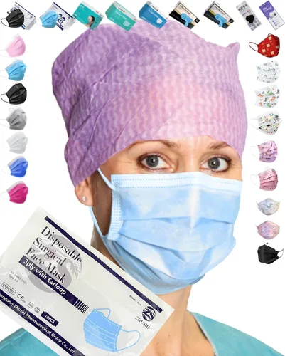 Miniatura 3 de Disposable Face Masks Blue/Black/White/Pink/Pattern for General Use & Medical Grade Astm Level 2 (Group 004)