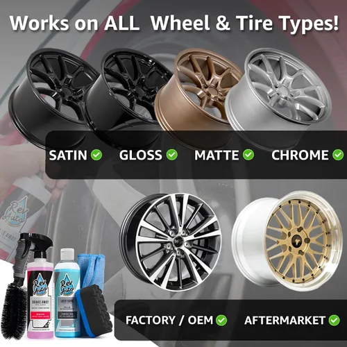 Miniatura 5 de Rev Auto Kit completo de limpiador de ruedas y neumáticos, elimina el polvo de los frenos y añade brillo a los neumáticos, seguro para OEM y mercado