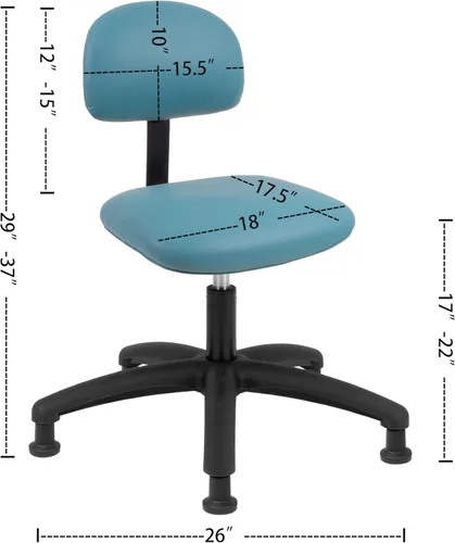 Miniatura 2 de Serie FSS Silla de asiento cuadrado de altura baja (43.2 cm - 55.9 cm) de asiento. Vinilo de tela - para oficina, garaje, escritorio, taller