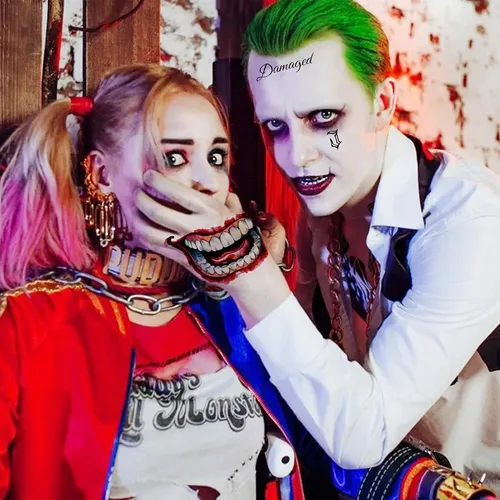 Miniatura 2 de COKTAK Juego de 6 hojas de tatuajes de bromista para Halloween, disfraz de cosplay, HQ payaso Joker tatuajes faciales, tatuajes temporales falsos