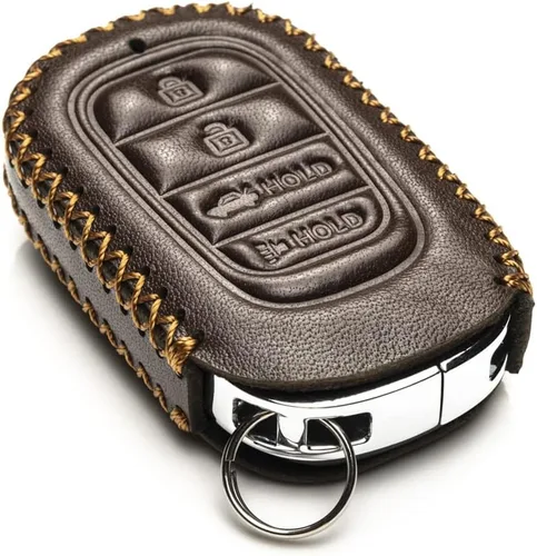 Miniatura 3 de Vitodeco Funda de cuero para llavero compatible con Honda Civic, Civic Hatchback, Accord, HR-V, CRV, Pilot, Passport 2023-2026 (4 botones, marrón)
