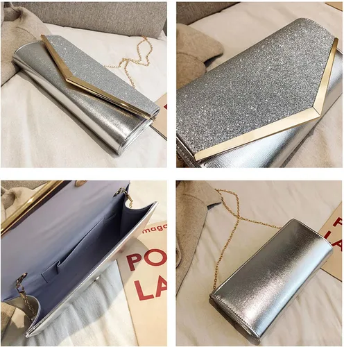 Miniatura 3 de Bolso de mano de noche con purpurina brillante para mujer, bolso de cadena para boda, fiesta de graduación, regalo para mamá, esposa, novia