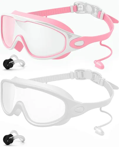 Miniatura 25 de Swim Goggles 2 Pack, Wide View Anti Fog&UV Swimming Goggles for Audlt, No Leaking Swim Glasses for Men Women Kids Aqua & Plata Brillante
