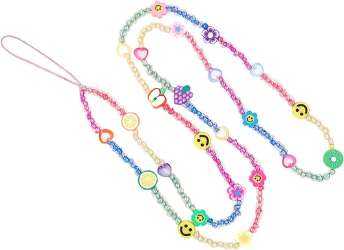Miniatura 35 de Beaded Phone Charm Lanyard Strap Crossbody Fixed Beads Pearl Neck Chain