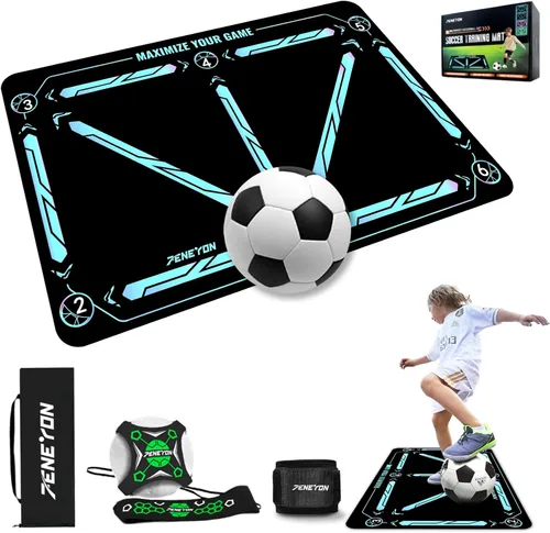 Miniatura 8 de Soccer Training Equipment,Soccer Training Mat Improve Strength,Agility and Coordination,Anti-Slip Silent Absorption Soccer Footwork Training
