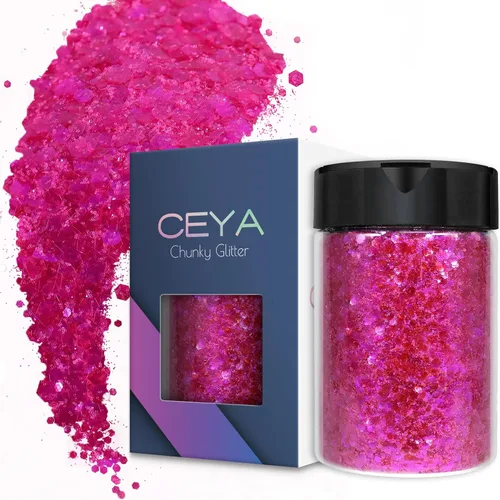 Miniatura 19 de Ceya - Purpurina gruesa, 140 g / 4.9 oz de polvo de purpurina para manualidades, color lila aubergine, con copos finos, lentejuelas iridiscentes 4.9