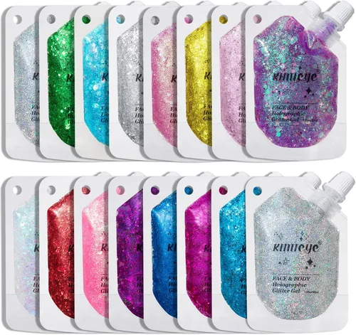 Miniatura 2 de Gel holográfico con purpurina para el rostro, brillo corporal con maquillaje para cabello, cara, clavícula, brazo, uñas, sombra de ojos, lentejuelas