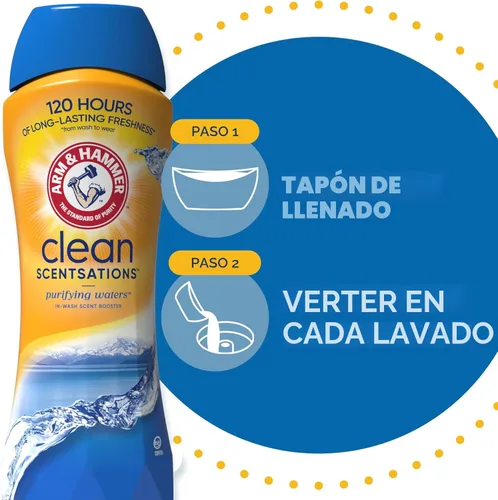 Miniatura 6 de ARM & HAMMER Clean Scentsations Potenciador de Aroma para Lavado, Potenciador de Aroma para Lavandería aroma Purifying Waters, 45 onzas