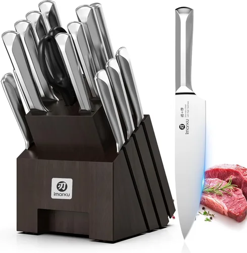 Miniatura 18 de imarku Cuchillo de Brisket, Cuchillo de Trinchar y Cortar Ultra Afilado de 12 Pulgadas para Brisket, BBQ, Pavo, Jamón, Costillas y Carne Asada, Hoja