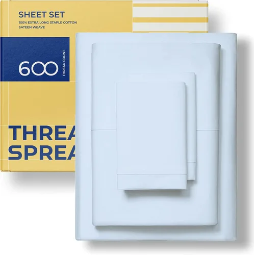 Miniatura 61 de THREAD SPREAD Juego de sábanas 100% de algodón egipcio tamaño Full - Sábanas de 600 hilos 4 piezas 16 pulgadas bolsillo profundo juego de sábanas