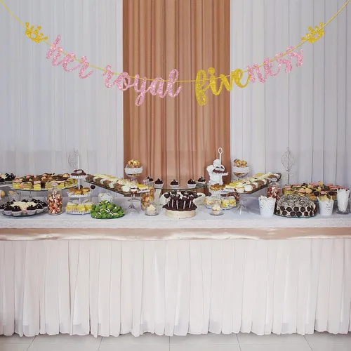 Miniatura 7 de Cartel colgante con texto en inglés "Her Royal Fivenness", "Happy 5th Birthday", suministros de decoración de fiesta de cumpleaños de 5 años