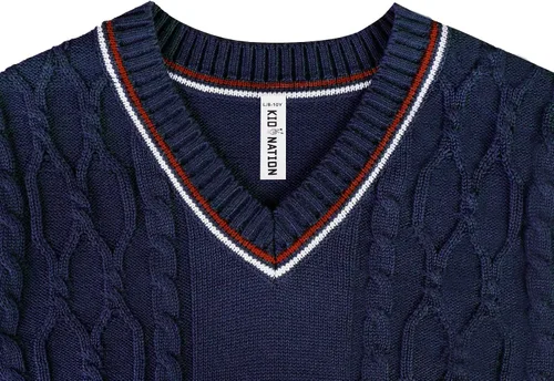 Miniatura 6 de Kid Nation Chaleco de suéter para niños, 100% algodón, chaleco de uniforme escolar para niñas y niños pequeños chaleco de punto