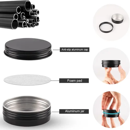 Miniatura 3 de OBKJJ 48 latas redondas de aluminio con tapa, latas de metal de 2 onzas, recipientes para velas de alimentos con tapas de rosca para manualidades