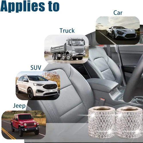 Miniatura 6 de BELOMI Paquete de 4 Collares para Reposacabezas de Coche, Collares Brillantes para Reposacabezas de Coche Anillos Decorativos, Collares de Blanco