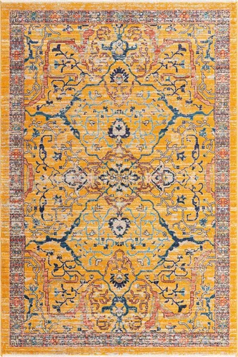 Miniatura 3 de Unique Loom Lola Collection - Alfombra de área Vivacious (5 pies 3 pulgadas x 8 pies, rectangular, amarillo/azul)