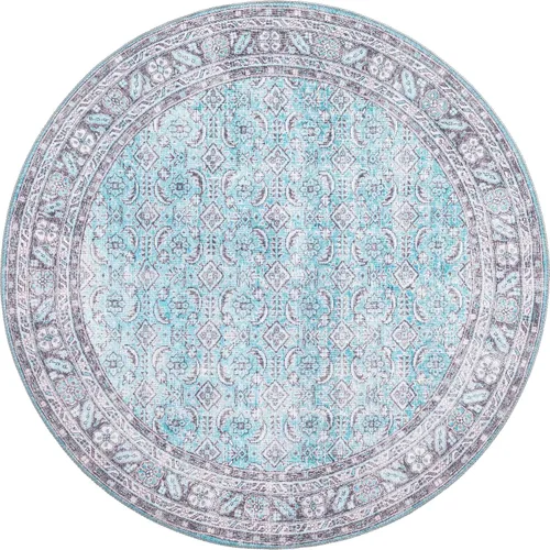 Miniatura 11 de Unique Loom Revival Collection - Alfombra tradicional con borde de medallón azul/negro (2 pies x 6 pies)