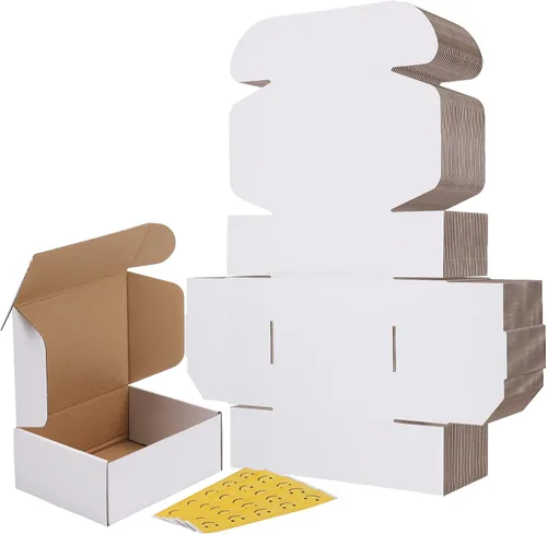 Miniatura 39 de RLAVBL Juego de 25 cajas de envío de 10 x 8 x 3, caja de cartón corrugado blanca para embalaje, correo, negocios Blanco