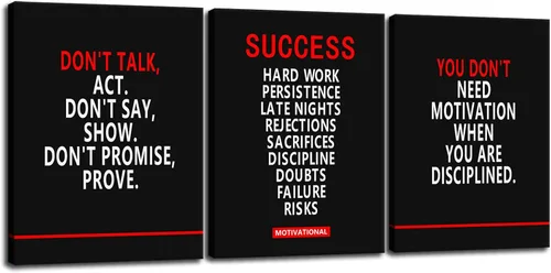Miniatura 45 de Arte de Pared Motivacional 40 Razones para Entrenar 3 Piezas Pintura Impresión en Lienzo Decoración de Oficina Póster Mentalidad Millonaria