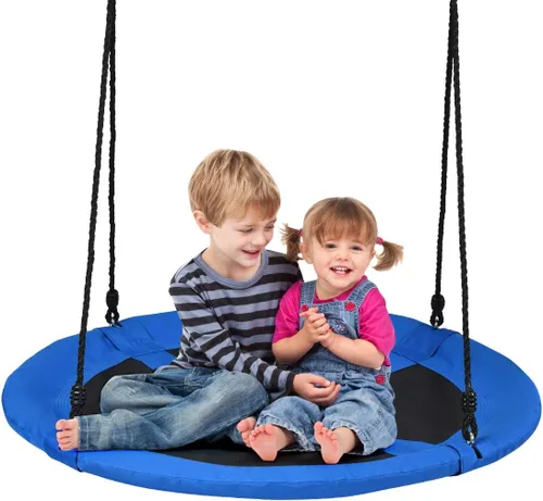 Miniatura 12 de KOTEK Columpio de árbol de platillo de 40 pulgadas para niños, juegos de columpio para interiores y exteriores con cuerdas ajustables para colgar