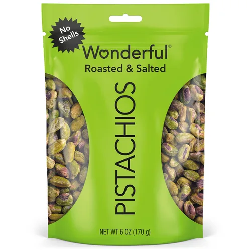 Wonderful Pistachos - Pistachos sin cáscara, asados y salados, 6 onzas