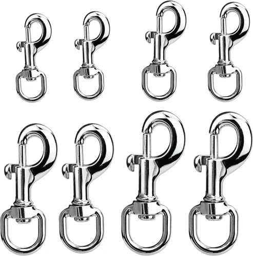 Broche de clips de gatillo, 8 ganchos giratorios de 4 tamaños, ganchos giratorios de 360° para hebilla de mascotas, mosquetón, llavero, hogar,