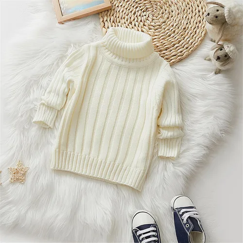 Miniatura 6 de PATPAT Baby Pullover Turtleneck Knitted Sweater Long Sleeve Solid Color Infant Fall Winter Warm Clothes