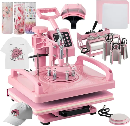 Leomru Máquina de Prensa de Calor 8 en 1 de 12x15 Pulgadas, Máquina de Prensa de Calor para Camisetas Gorra Tapa Taza Placa Giro de 360° Alejado,