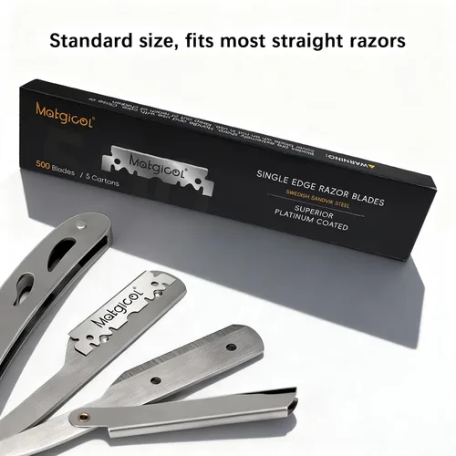 Miniatura 4 de Repuestos de cuchillas de afeitar de un solo filo – 500 unidades de cuchillas de afeitar rectas de platino premium suecas para hombres – Afeitado
