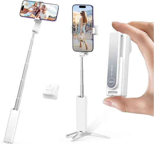 Miniatura 7 de yAyusi Mini trípode extensible para selfie stick con control remoto, trípode portátil de tamaño de bolsillo para iPhone, pequeño y compacto
