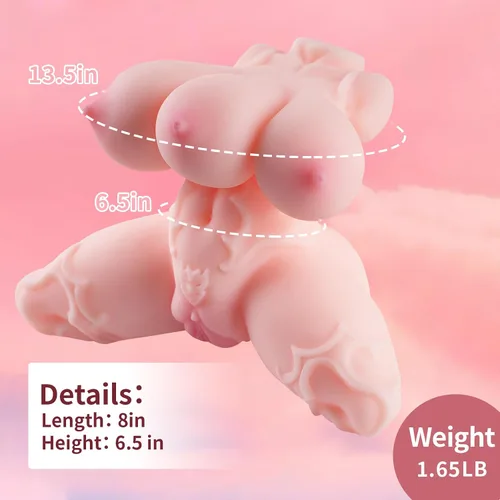 Miniatura 2 de Mini muñecas sexuales de 1.65 libras, juguete sexual masculino pequeño para hombres, torso masculino, 3 tetas de bolsillo, coño, juguetes sexuales
