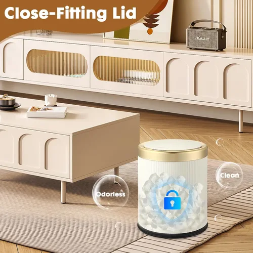 Miniatura 7 de Cubo de basura automático con sensor de movimiento para baño con tapa, cubo de basura sin contacto de 2.8 galones, bote de basura pequeño
