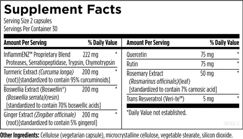 Miniatura 2 de Designs for Health Inflammatone - Suplementos de cúrcuma con enzimas proteolíticas, boswellia, quercetina y resveratrol (60 cápsulas)