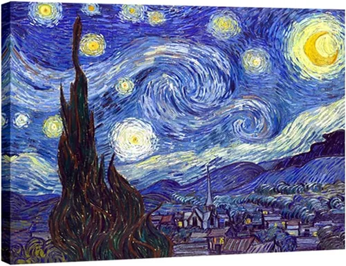 Miniatura 3 de Wieco Art Impresión en Lienzo de Noche Estrellada de Van Gogh Reproducción de Pinturas al Óleo Impresión en Lienzo Moderna Obra de Arte Imágenes