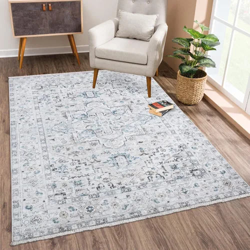 Miniatura 43 de Bloom Rugs Alfombra lavable antideslizante de 2 x 3 pies, color azul/verde/mandarina, alfombra tradicional oriental para sala de estar, dormitorio