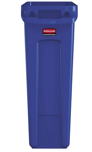 Miniatura 2 de Rubbermaid Commercial Products Slim Jim - Bote de basura con canales de ventilación, 23 galones, azul, para cocina, oficina, espacio de trabajo