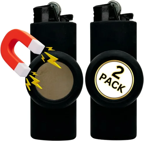 Funda magnética para encendedor BIC | Fuerte accesorio magnético | Incluye soporte de silicona con imán | Encendedor no incluido Carbón vegetal