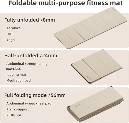 Miniatura 3 de Foldable Yoga Mat Extra Thick 0.32 Inches(8mm) SGS-certified, odorless POE. Non-slip surface & no curling edges. Great for yoga, Pilates & home